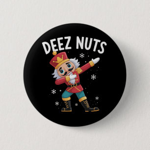 Deez Nuts Notenkraker Noot Grappige Kerstmis  Ronde Button 5,7 Cm