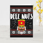 Deez Nuts Nutcracker Funny Ugly Christmas Sweater Kaart (Gele Bloem)