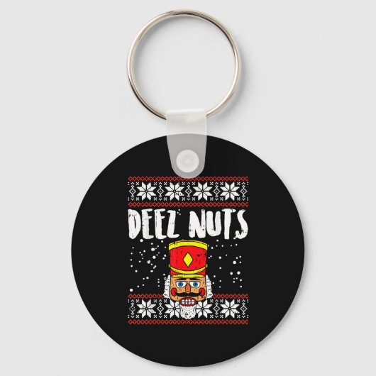 Deez Nuts Nutcracker Funny Ugly Christmas Sweater Sleutelhanger (Voorkant)