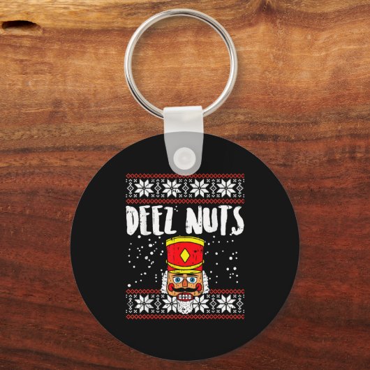 Deez Nuts Nutcracker Funny Ugly Christmas Sweater Sleutelhanger (Voorkant)