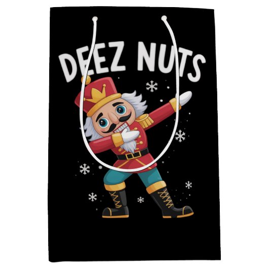 Deez Nuts Nutcracker Nut Funny Christmas Medium Cadeauzakje (Voorkant)