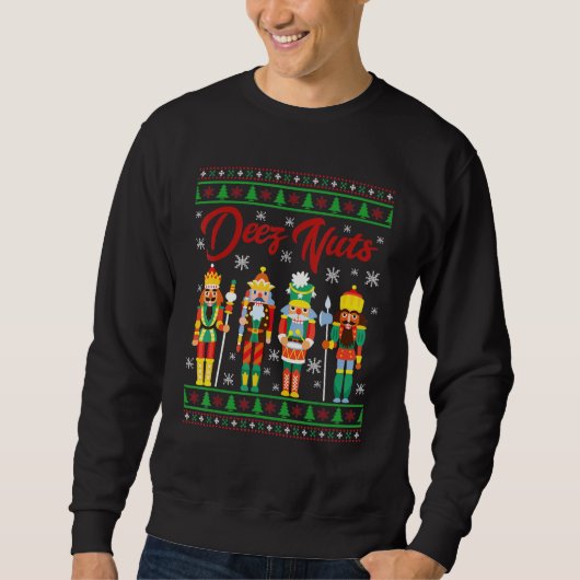Deez Nuts Nutcracker Ugly Christmas Sweater Meme (Voorkant)