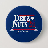 Deez Nuts voor President Button (blauw) (Voorkant)