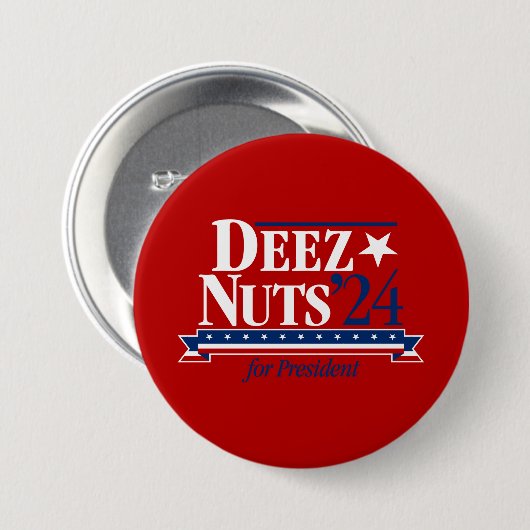 Deez Nuts voor President Button (rood) (Voorkant /achterkant)