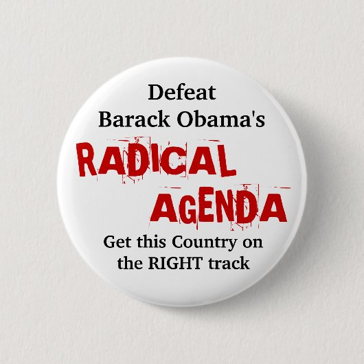 Defect de RADICAL AGENDA van Barack Obama. . . Ronde Button 5,7 Cm (Voorkant)