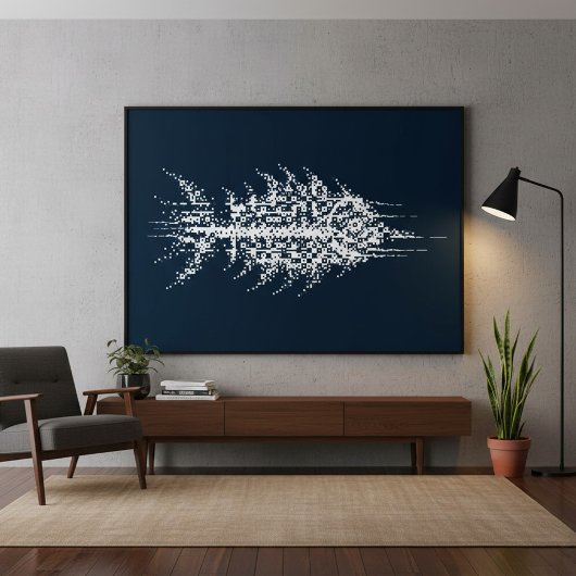 Défectuosité Pixel Art mural poisson blanc