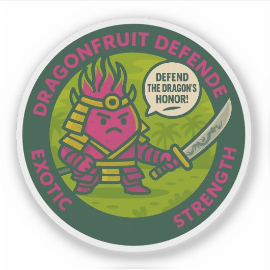 Defend The Dragon's Honor Warrior Fruit Sticker (Voorkant)