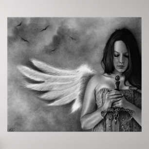 Defender Angel Girl Sword Poster