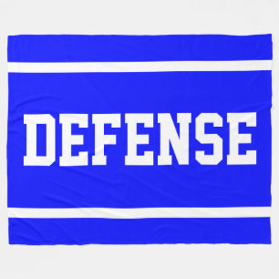 DEFENSE Atletisch Wit Tekst Strepen Op Helder Blau Fleece Deken