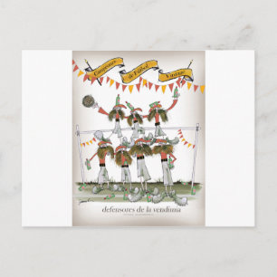 defensie van de spaanse football briefkaart