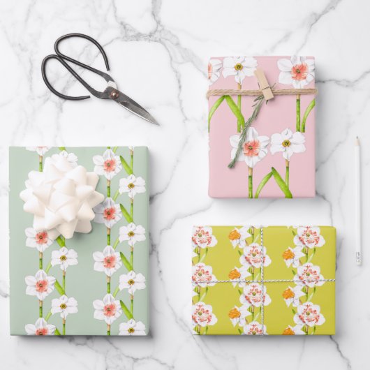 Deffodils op een papierset met overvulling (B) Inpakpapier Vel (Voorkant)