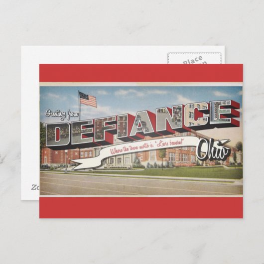 Defiance Ohio Briefkaart (Voorkant / Achterkant)