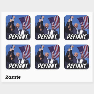 Defiant USA Patriot Donald Trump Rally 2024 Vecht! Vierkante Sticker