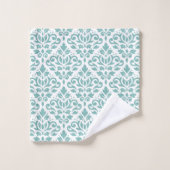 Défiler Damas Turquoise Répéter Motif (Gant de toilette)