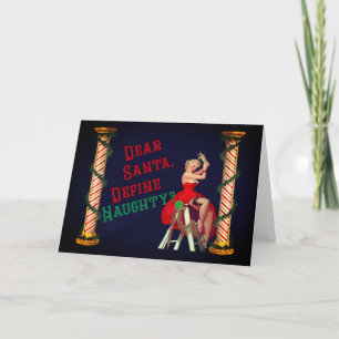 Define Naughty Pin-Up Girl Kerstmis Feestdagen Kaart