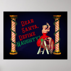 Define Naughty Pin-Up Girl Kerstmis Poster