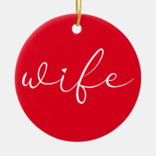 Definitie Echtgenote Chic Schrift Liefde Hart Rood Keramisch Ornament
