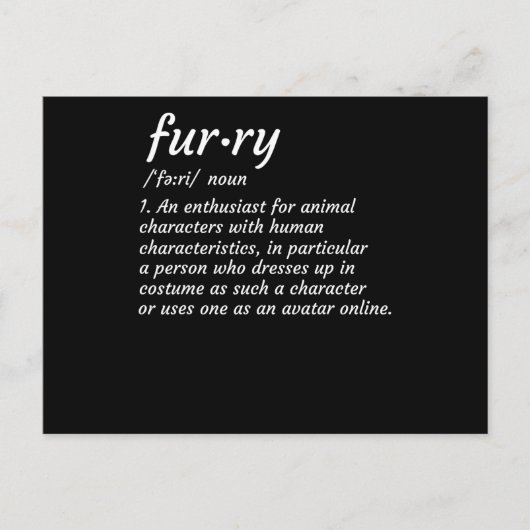 Definitie Furry Fandom Furry Design Cosplay Briefkaart (Voorkant)