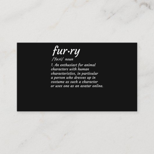 Definitie Furry Fandom Furry Design Cosplay Visitekaartje (Voorkant)