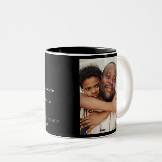 Definitie uw eigen, persoonlijk gepersonaliseerde  tweekleurige koffiemok (Voorkant rechts)