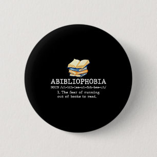 Definitie van abibliofobie grappig lezen boek worm ronde button 5,7 cm