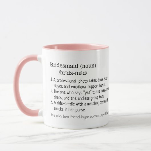 Definitie van bruidsmeisje hartelijk geschenk mok (Links)