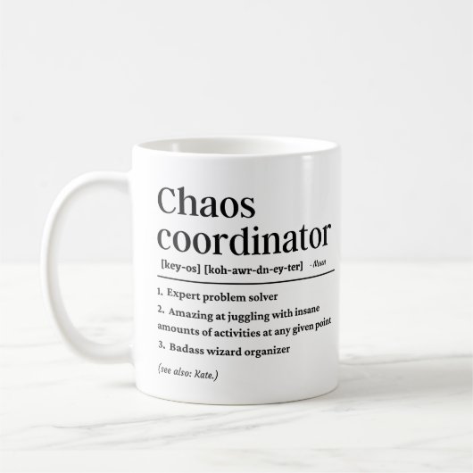 Definitie van chaocoördinator koffiemok (Links)