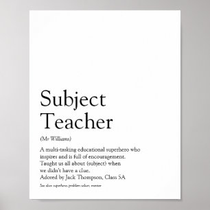 Definitie van de Beste Leraar Ter Wereld Poster