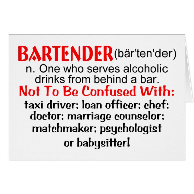 Definitie van een Bartender (Voorkant Horizontaal)