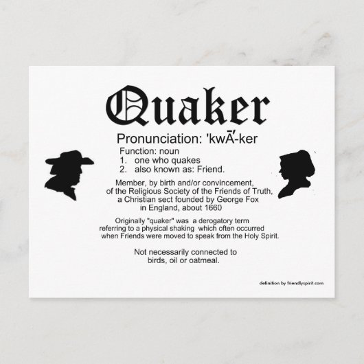 Definitie van een Quaker Briefkaart (Voorkant)