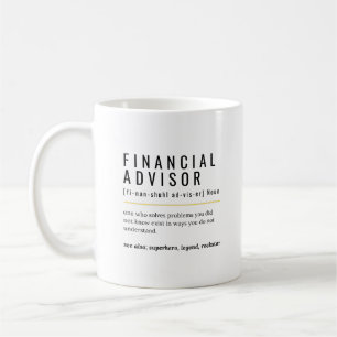 Definitie van financieel adviseur koffiemok