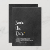 Definitie van 'Gold Heart Script Save the Date' Aankondigingskaart (Voorkant / Achterkant)