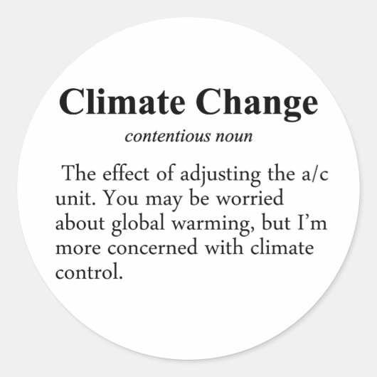 Definitie van klimaatverandering ronde sticker (Voorkant)