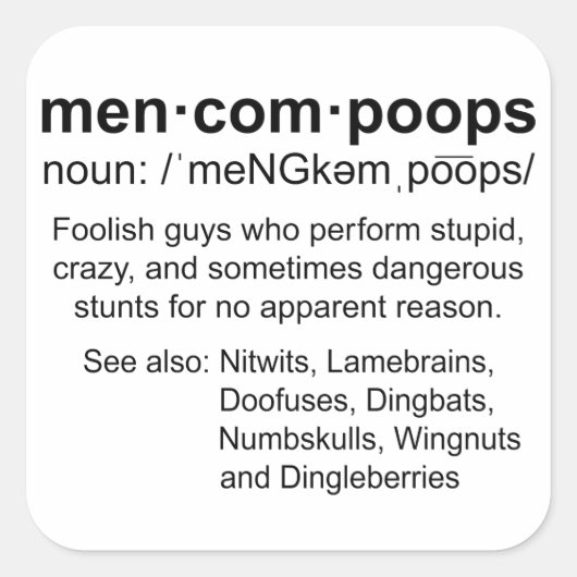 definitie van Mencompoops Vierkante Sticker (Voorkant)