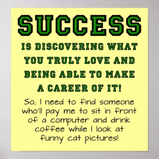 Definitie Van Succes Grappig Bord Poster (Voorkant)