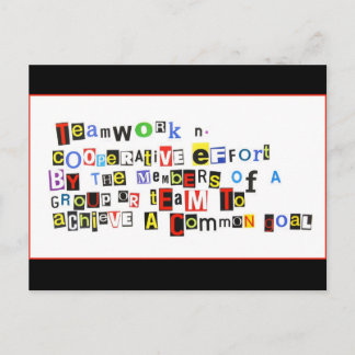 Definitie van teamwerk briefkaart