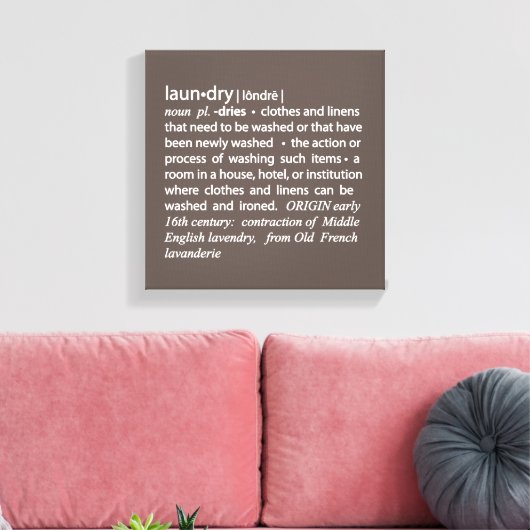 Definitie van Wasserijbord in Mocha Brown & White Canvas Afdruk (Insitu (Woonkamer))