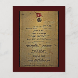 Definitief menu RMS Titanic