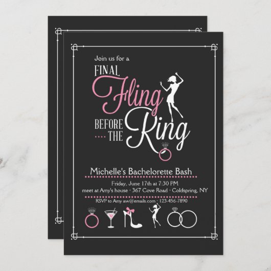 Definitieve uitnodiging van Fling Bachelorette (Voorkant / Achterkant)
