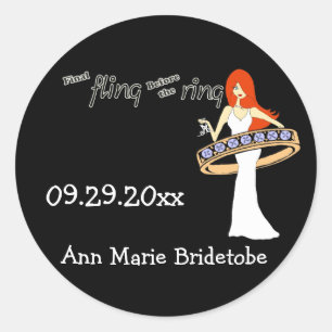 Definitieve vlucht vóór de ringgember bride ronde sticker