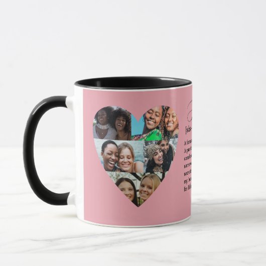 Définition de soeur Photo Coeur Collage Mug (Gauche)
