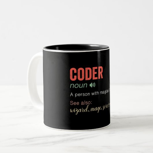 Définition drôle Coder Deux Tons De Café Mug (Devant gauche)