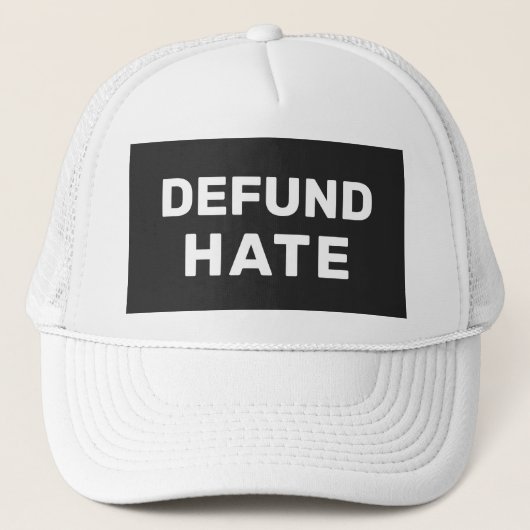 "Defund Hate" zwart geel Trucker Pet (Voorkant)