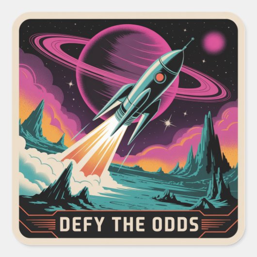 Defy The Odds Vierkante Sticker (Voorkant)
