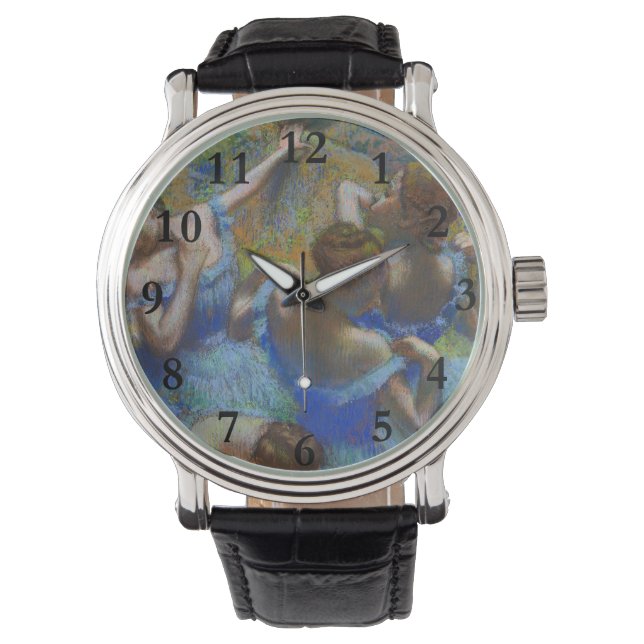 Degas Blue Dancers Pastel Fine Art Masterpiece Horloge (Voorkant)