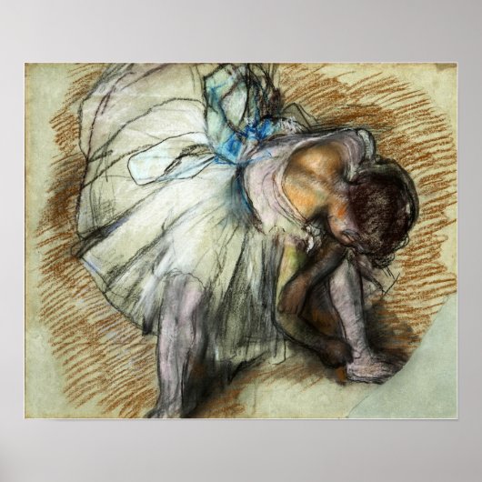 Degas - Dancer past haar schoen aan Poster (Voorkant)