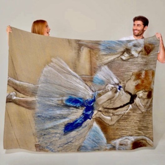 Degas Dancer with Blue Ribbon Fleece Blanket Deken