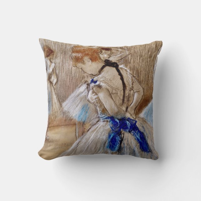 Degas danser met blauw lint kussen (Voorkant)