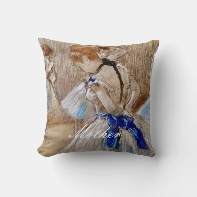 Degas danser met blauw lint kussen (Voorkant)