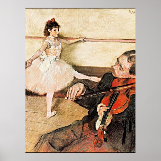 Degas - De Dansles, beroemd schilderij Ansichtkaar Poster (Voorkant)